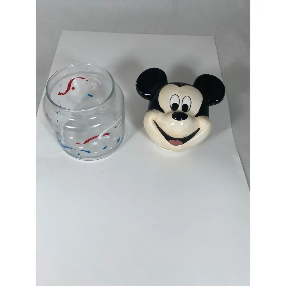 Vintage 90's Walt Disney Mickey Mouse Ceramic Glass Cookie Jars